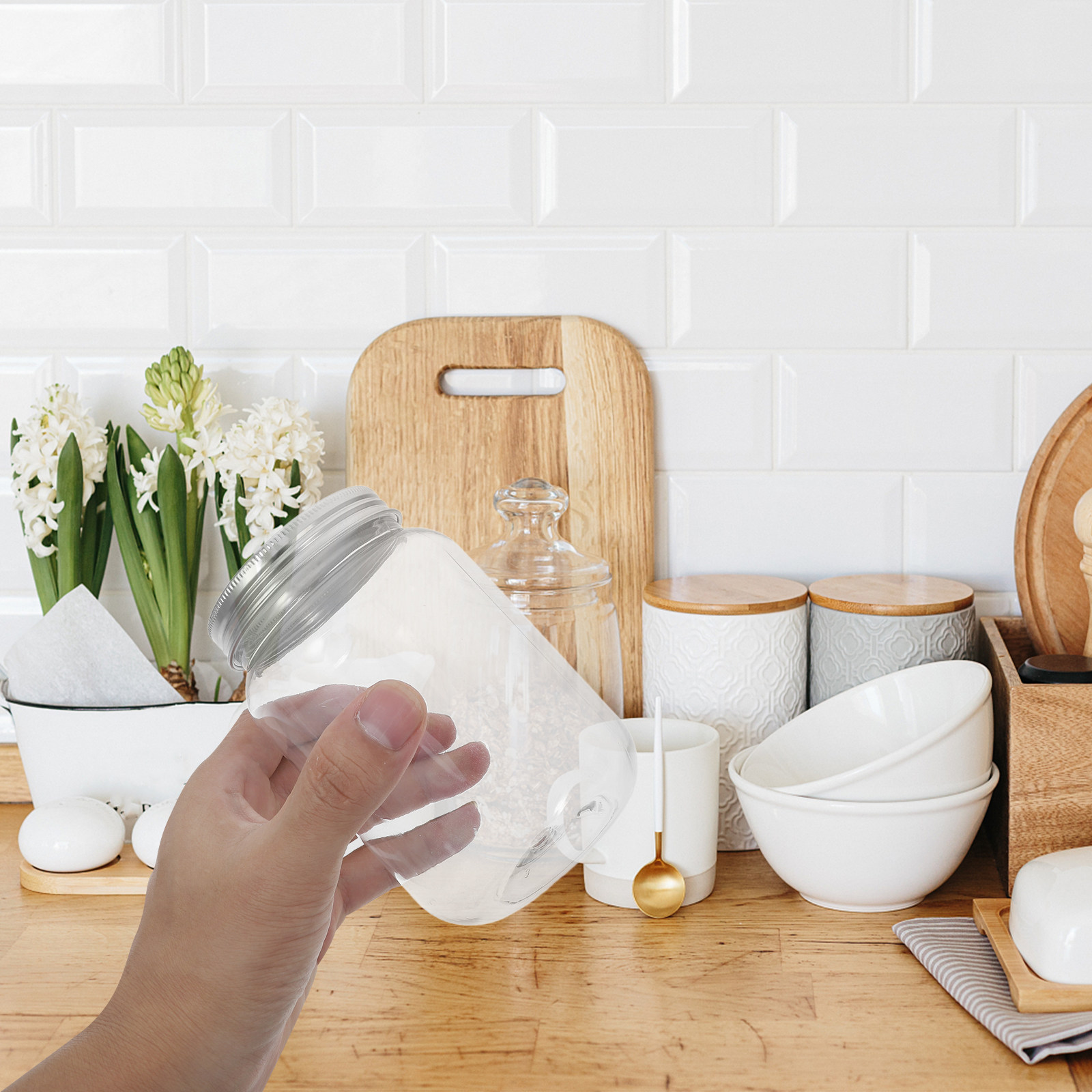 Food Storage Kitchen - Набор из 4 прозрачных пластиковых банок