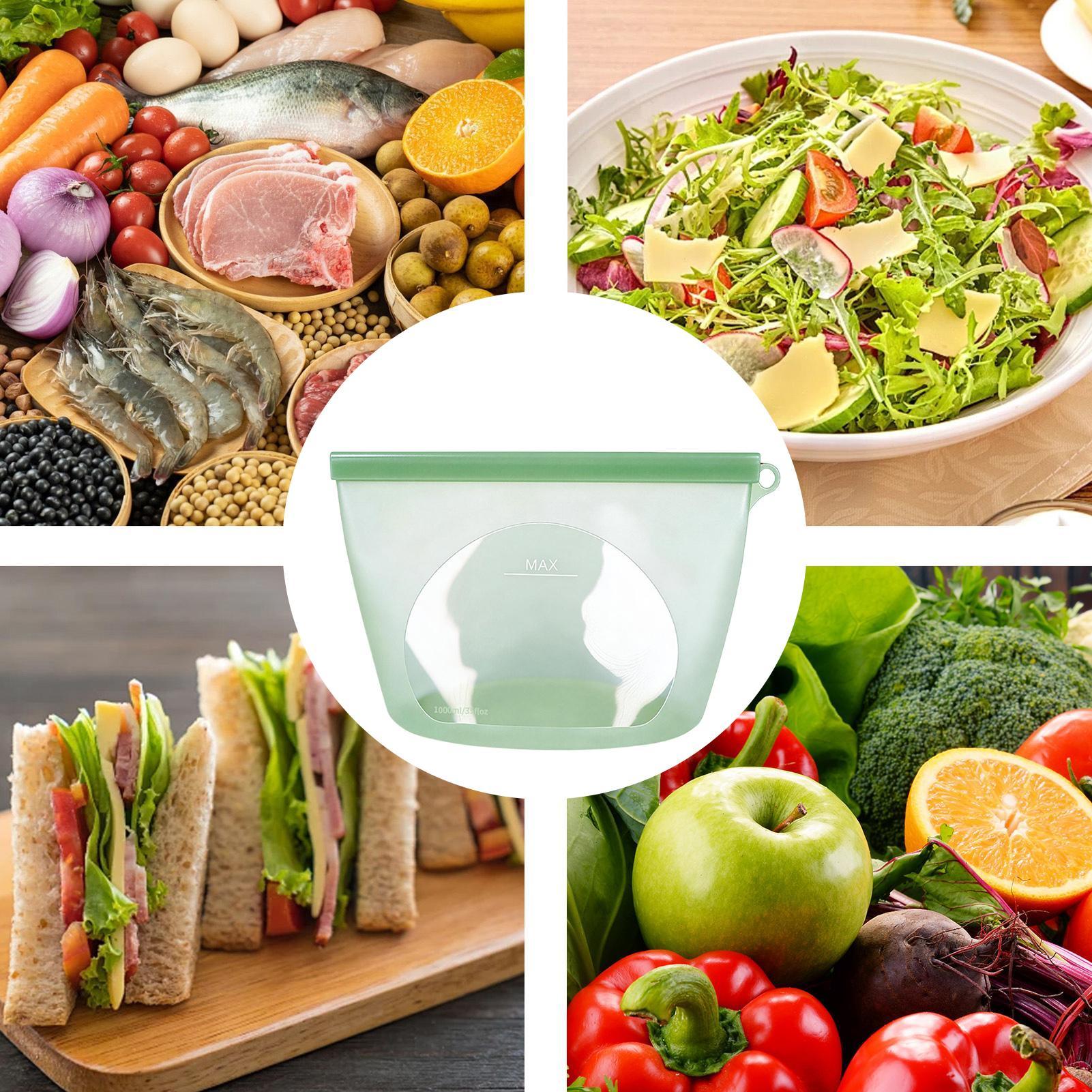 Food Storage Bags Zip Lock Pouch - Силиконовые пакеты с застежкой-зиппером 1000 мл,