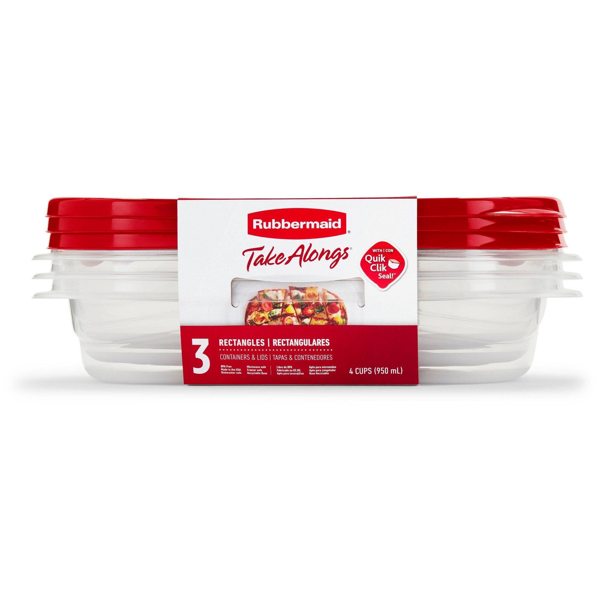 Storage Food Prep - 3 шт. красных прямоугольных контейнера для