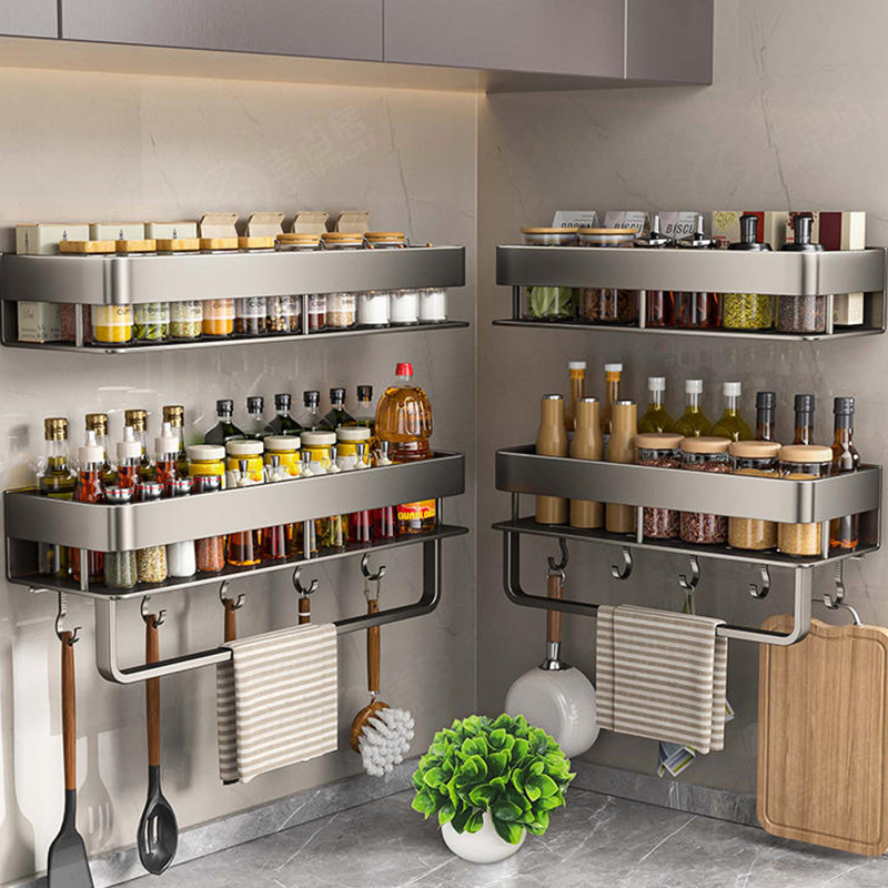 Food Storage Shelving - Алюминиевая кухонная полка-органайзер для ванной комнаты,