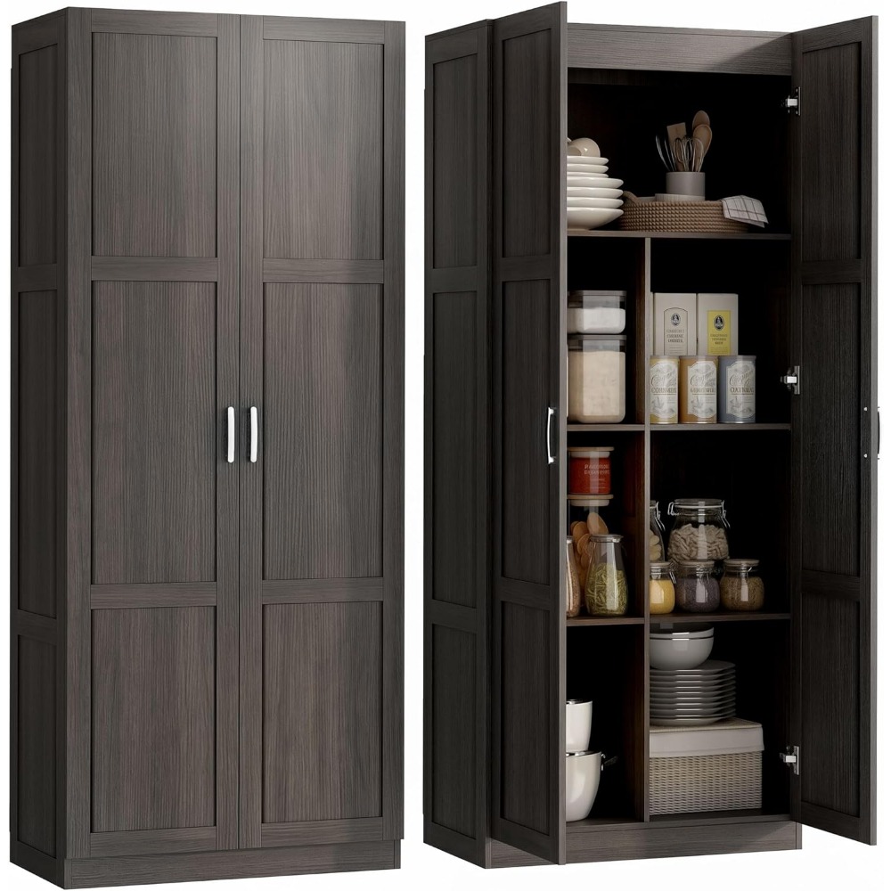 Food Storage In Cabinets - HOMCOM 71-дюймовый высокий кухонный шкаф-кладовка с