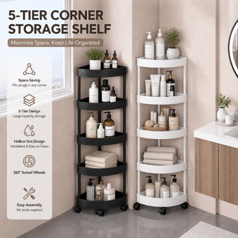 Food Storage Shelving - 5-уровневая треугольная угловая полка для хранения,