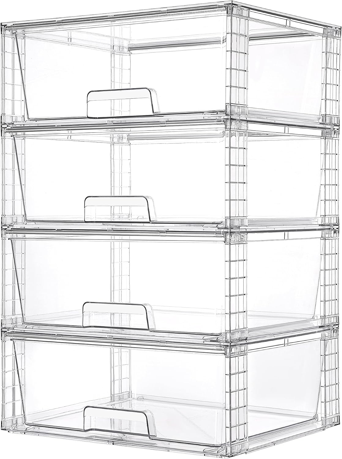 Stackable Pantry Bin - Набор из 4 больших прозрачных штабелируемых