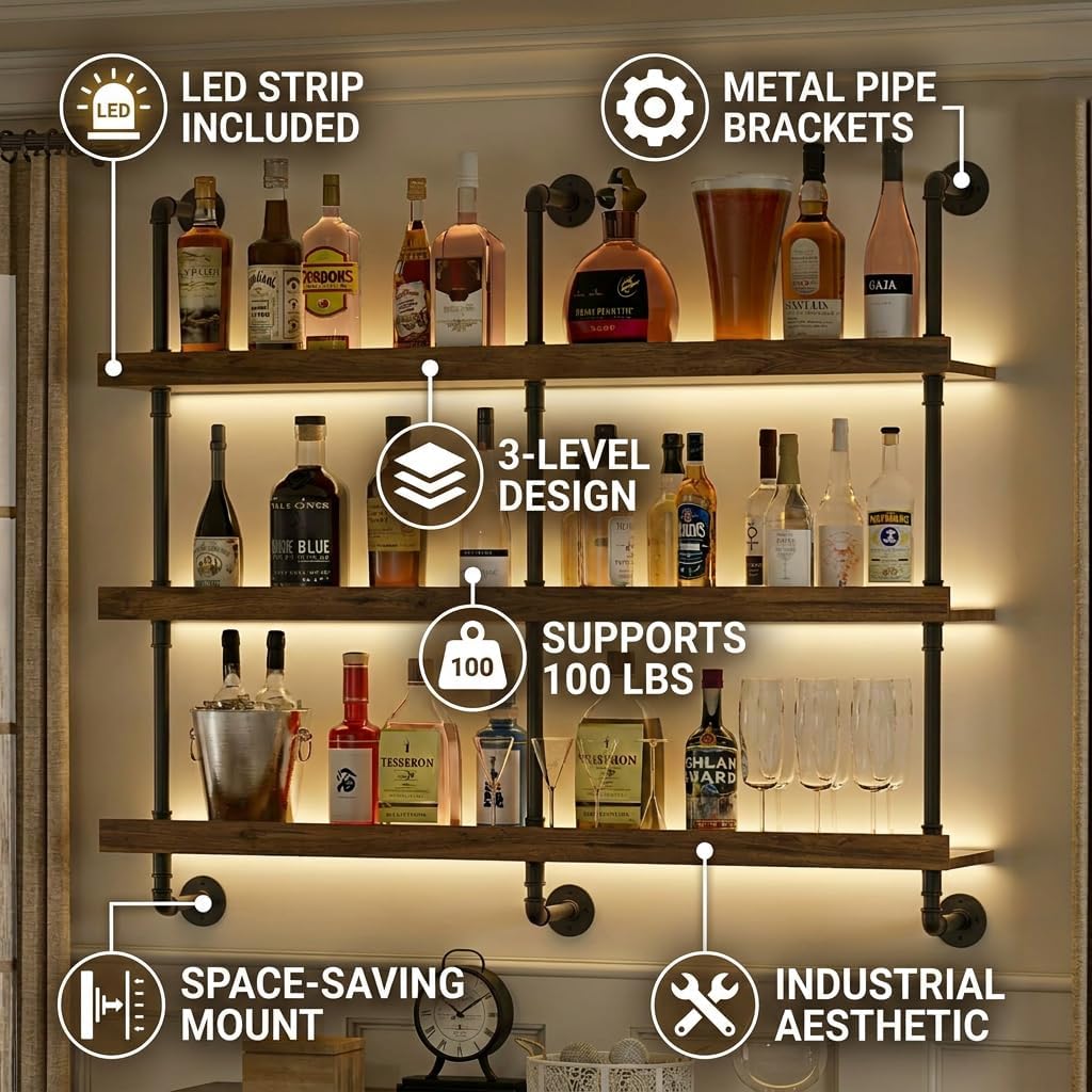 Настенная винная полка с LED-п – обзор и цена Food Storage Shelving
